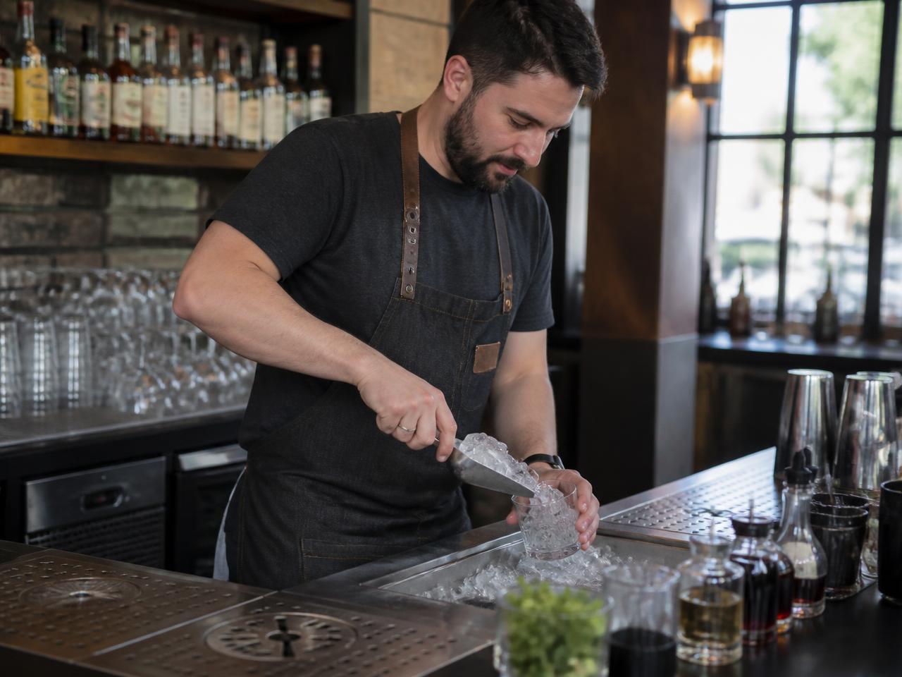 Busy restaurant bar service